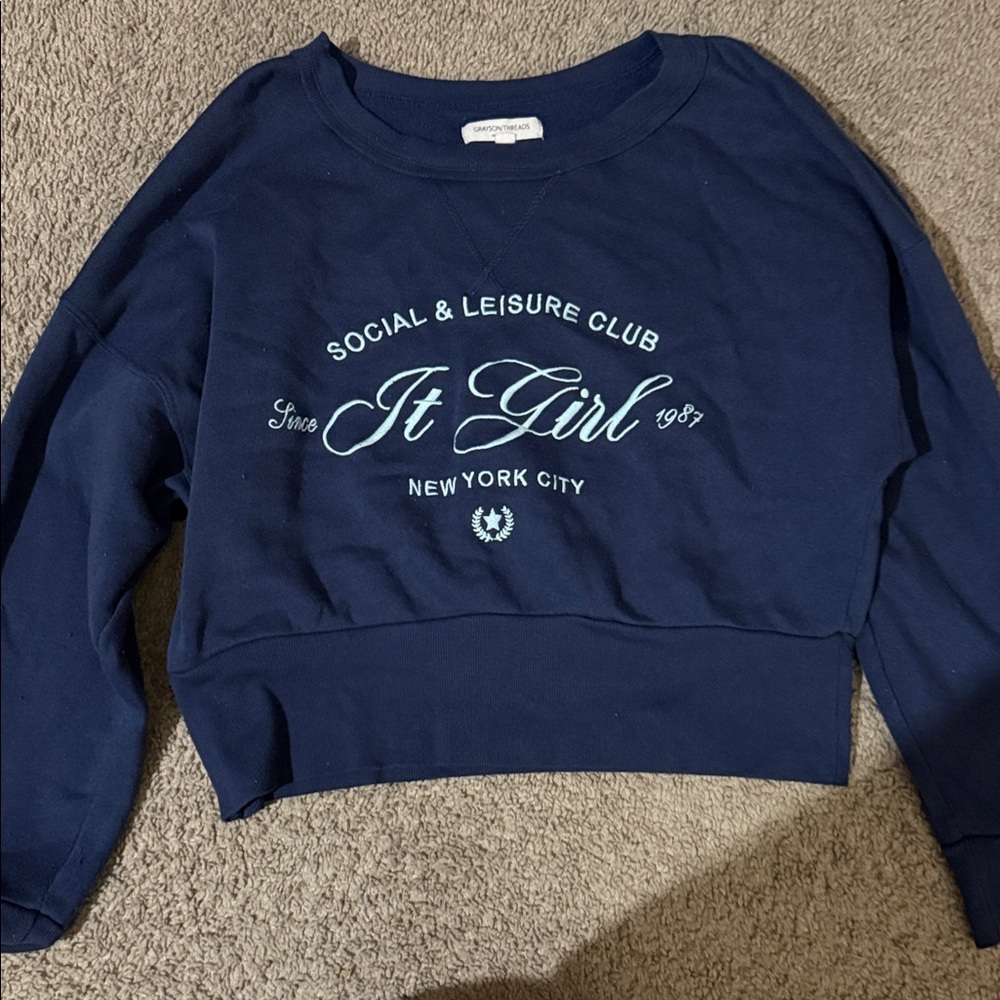 Grayson Threads Navy Blue Crew Neck Sweater